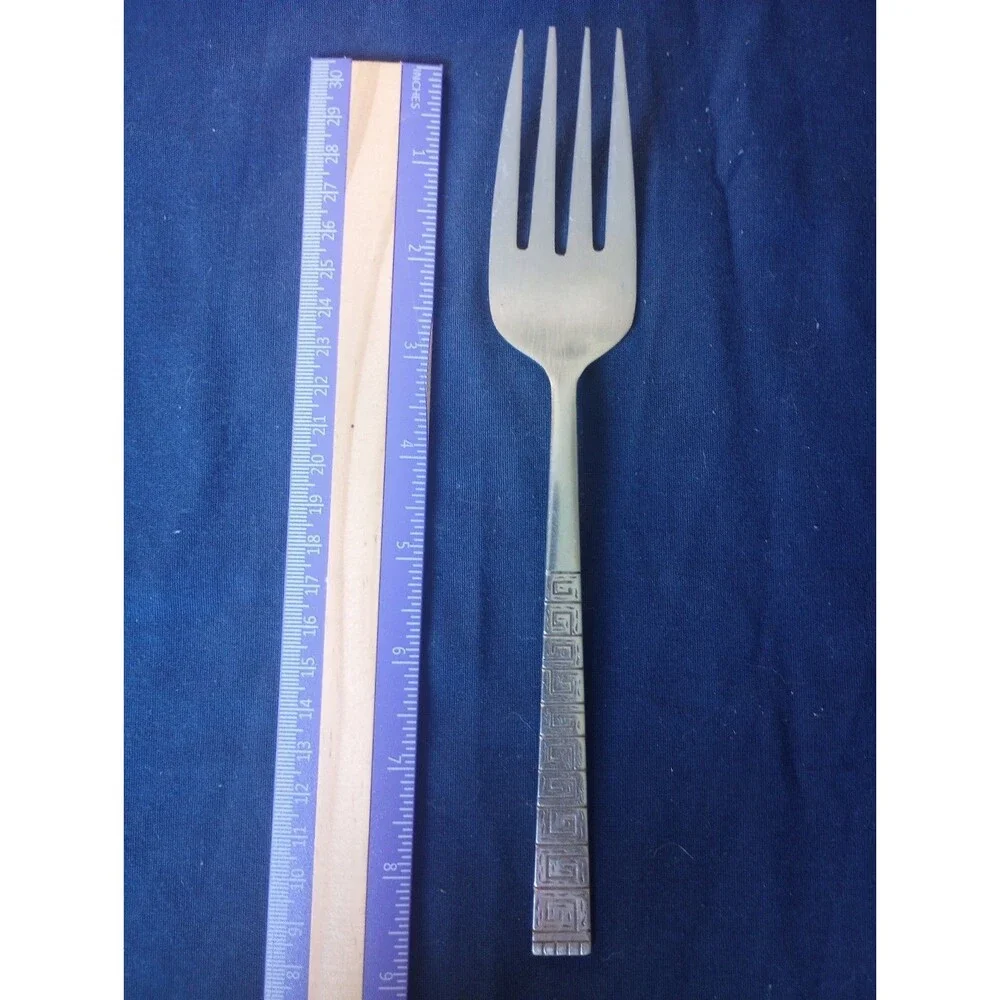 Stylecraft Japan Stainless Greek Key Pattern Handle Gravy Ladle & Meat Fork Set
